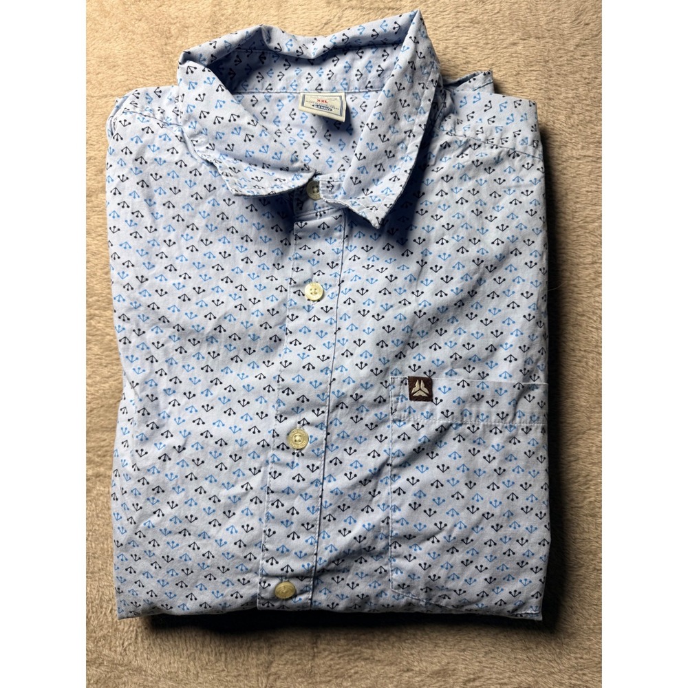 Old Navy Mens XXL Light Blue Geometric Print Button Down Shirt Preppy Classic